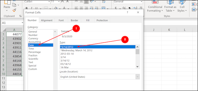 Formato de datos de Excel