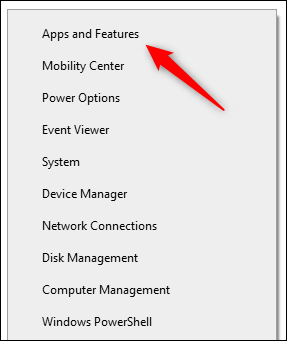 Haga clic en "Aplicaciones y características."