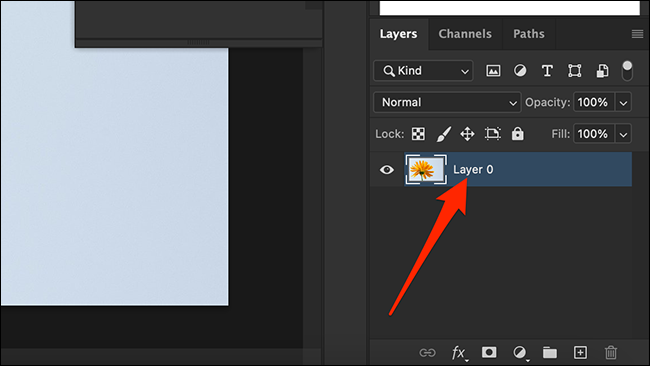 Haga clic en "Capa 0" en el "Capas" Panel de Photoshop.