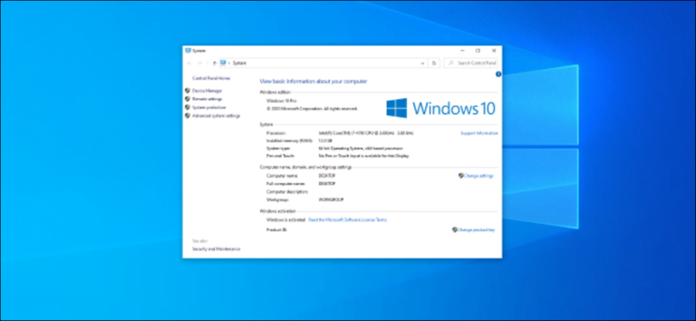 Cómo abrir el panel de control clásico «Sistema» en Windows 10