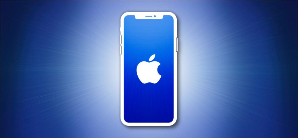 Contorno del iPhone de Apple sobre un fondo azul.