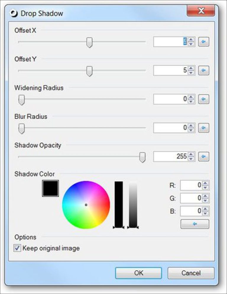 Cómo agregar un efecto de sombra paralela a Paint.NET
