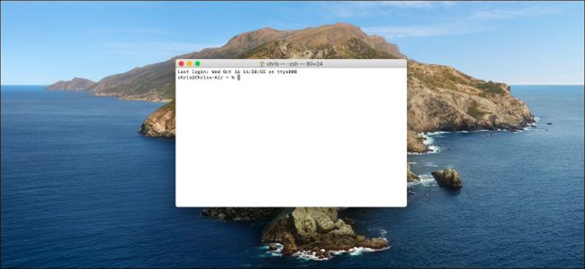 Ventana de terminal en un escritorio macOS Catalina.