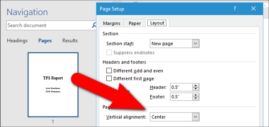 Cómo centrar el texto verticalmente en la página en Microsoft Word