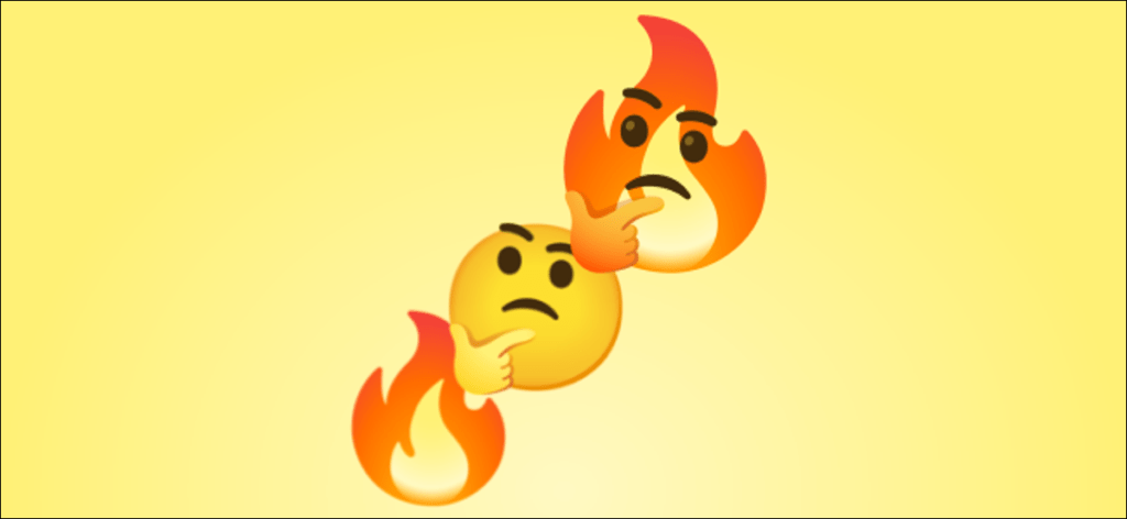 Una mezcla de emoji de fuego y pensamiento.