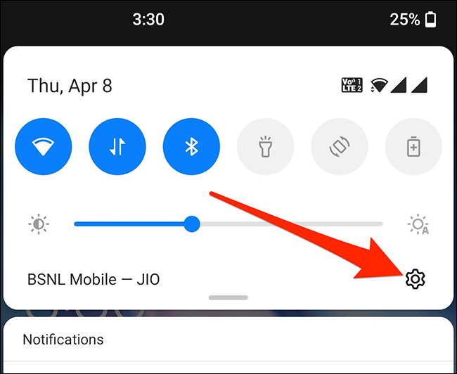 Toque la rueda dentada para iniciar la configuración en Android.