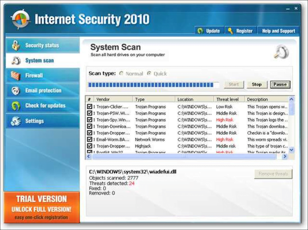 Cómo eliminar Internet Security 2010 y otro malware antivirus falso / falso