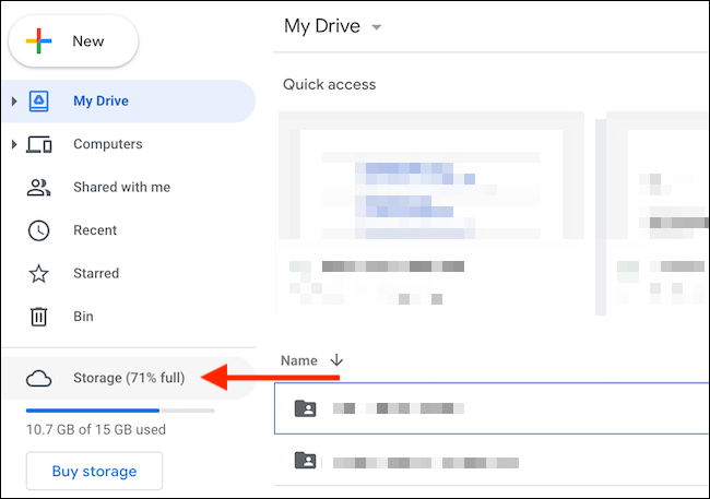 En la barra lateral de Google Drive, elija la "Trastero" opción.