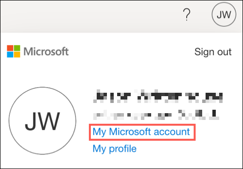Haga clic en Mi cuenta de Microsoft