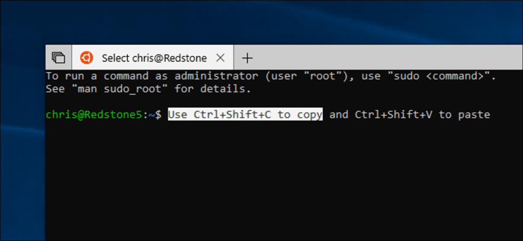 Cómo habilitar copiar y pegar atajos de teclado en Windows 10 Bash shell