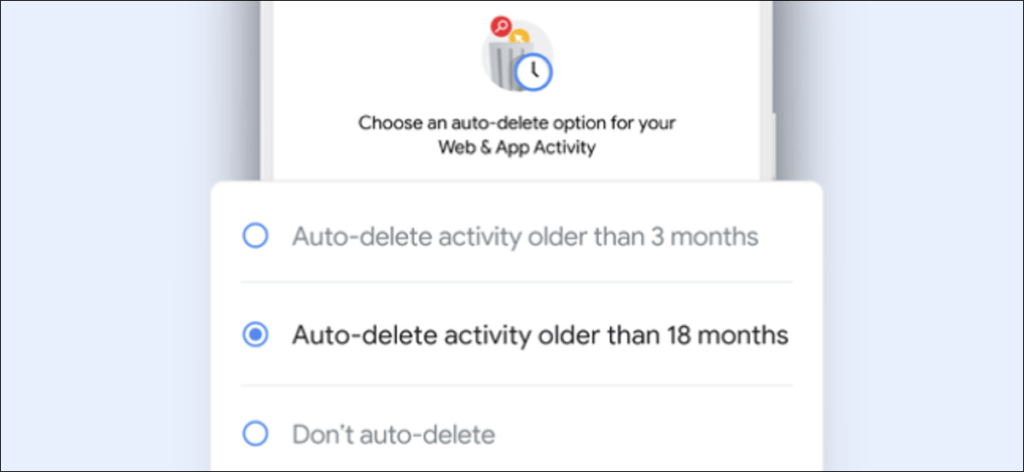 Elimina la actividad de más de 18 meses de tu cuenta de Google.