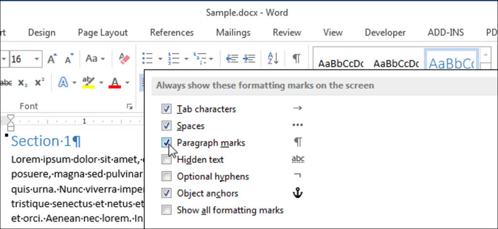 Cómo mostrar caracteres no imprimibles en Word