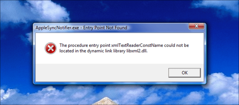 Cómo reparar el error «punto de entrada AppleSyncNotifier.exe no encontrado»