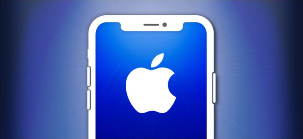 Contorno del iPhone con el logo de Apple.