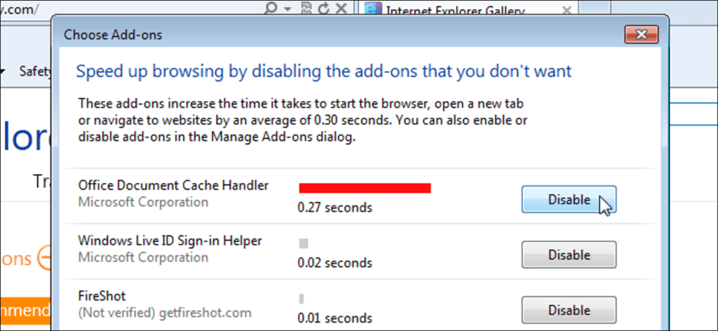 Deshabilite los complementos para acelerar la navegación en Internet Explorer 9