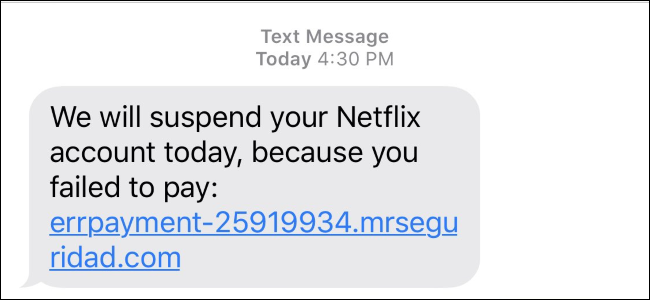 SMS de estafa de Netflix