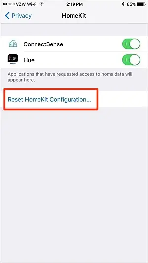 Restablecer la configuración de HomeKit