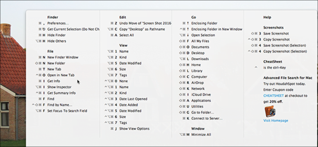 Vea rápidamente todos los atajos de teclado para cualquier aplicación de Mac con CheatSheet