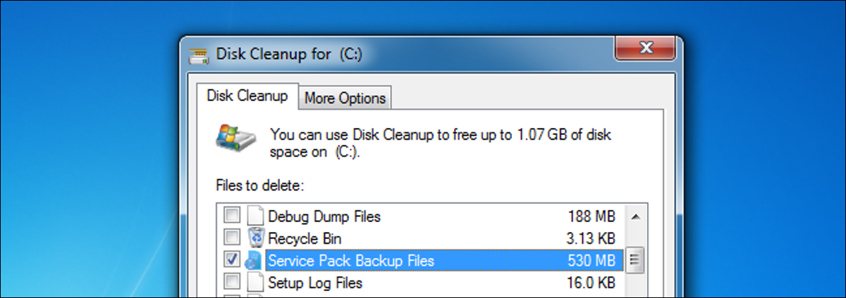 eliminar los archivos de copia de seguridad del Service Pack de Windows 7