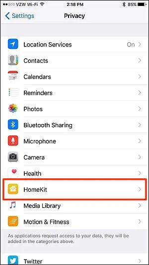 seleccionar homekit