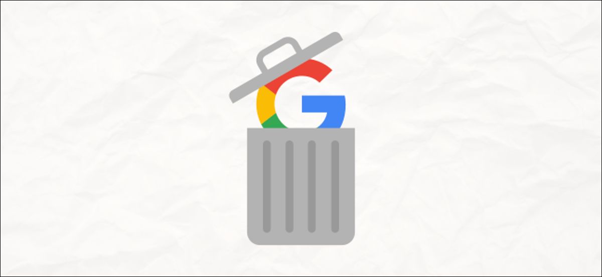 logotipo de google en un bote de basura