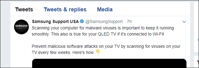 Samsung admite tweet antivirus