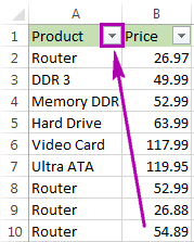 Haga clic en esta flecha para filtrar sus datos