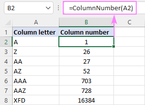 Función personalizada para cambiar una letra de columna a número