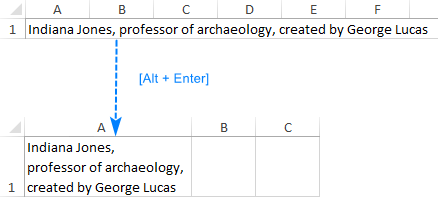 Inicie una nueva línea en la celda de Excel.