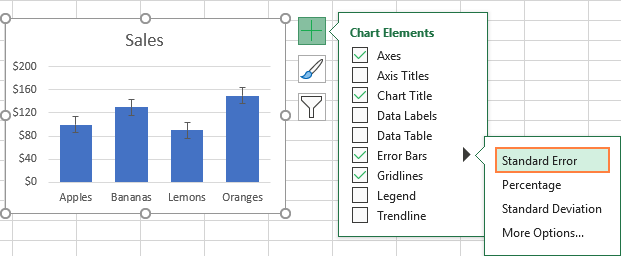 Agregar barras de error en Excel