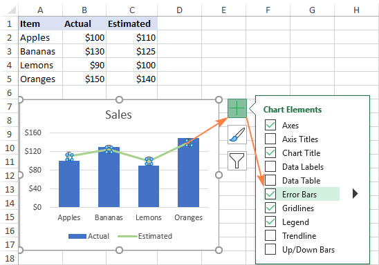 Agregar barras de error para una serie de datos específica