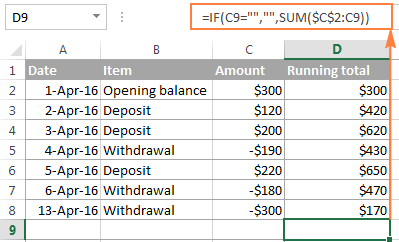 Una fórmula de suma acumulada de Excel mejorada