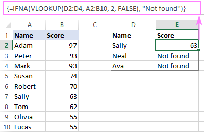 Usando la función IFNA en una fórmula matricial