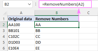 Una función personalizada para eliminar caracteres numéricos