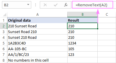 Función personalizada para eliminar texto y mantener números en Excel