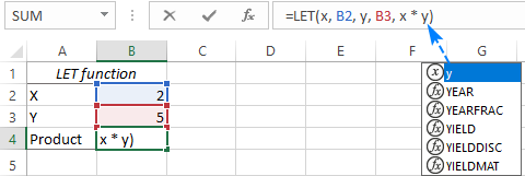 Escribir una fórmula LET en Excel