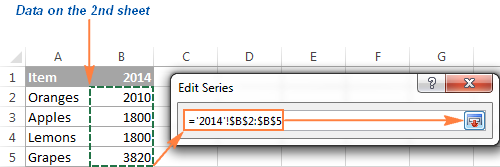 Seleccione los datos en la segunda hoja que desea agregar a su gráfico de Excel.