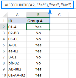 Declaración IF de Excel con texto comodín