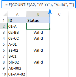 Fórmula de comodín IF para identificar cadenas de un patrón específico