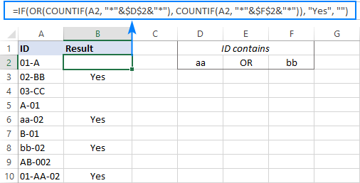 Declaración IF OR de Excel con comodines