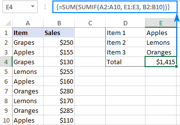 Fórmula SUM y SUMIF con múltiples criterios en diferentes celdas