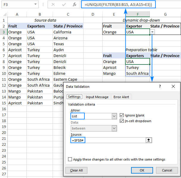 Configuración del segundo menú desplegable