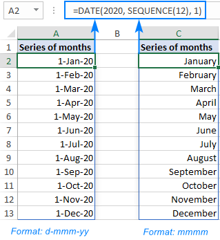 Generando una secuencia de meses en Excel