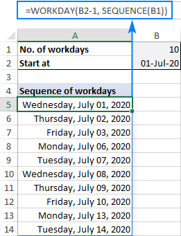 Hacer una serie de días laborables en Excel con una fórmula