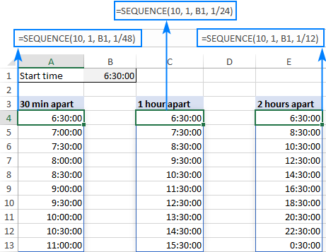 Generando una secuencia de tiempos en Excel