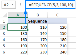 Una secuencia que se incrementa en un paso específico