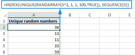 Fórmula de Excel para generar números enteros aleatorios sin repeticiones