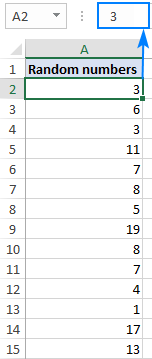 Reemplace fórmulas con valores para evitar que la función RANDBETWEEN vuelva a calcular.