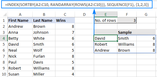 Seleccionar filas aleatorias en Excel sin duplicados