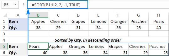 Fórmula de Excel para ordenar datos por columna